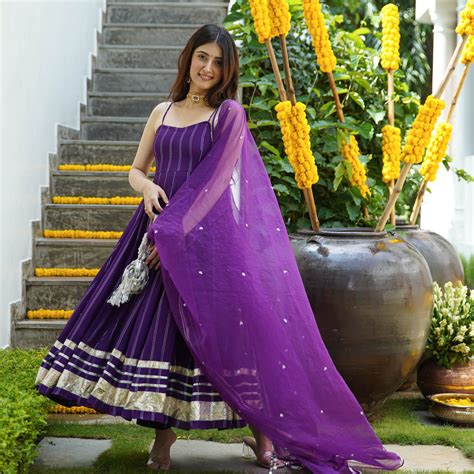 Buy UrbanStree Farishte Purple Designer Readymade Anarkali Suit Set For ...