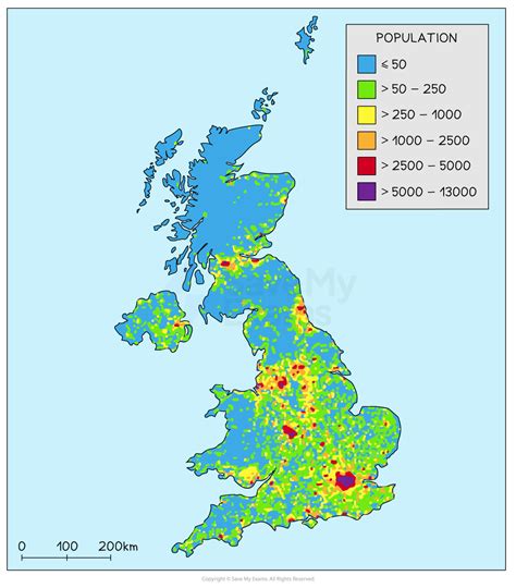 Population Density of the UK GCSE Geography Revision Notes