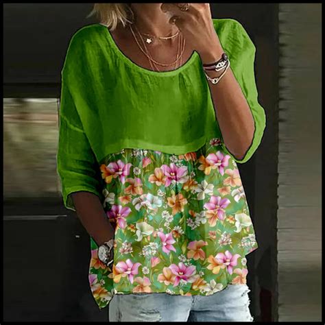 Oversized Tshirts Women, 2025 Trendy Floral Graphic Half 3/4 Sleeved ...