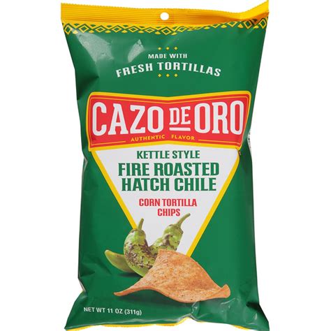 Cazo De Oro Corn Tortilla Chips, Fire Roasted Hatch Chile, Kettle Style