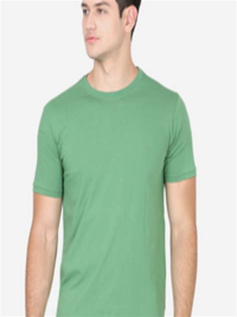 Buy JADE BLUE Men Green Solid Slim Fit Pure Cotton T Shirt - Tshirts for Men 18105840 | Myntra