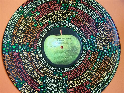 The Beatles Revolution Lyrics Handpainted on Vinyl
