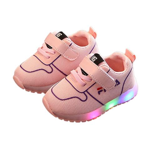 Buy Hopscotch Boys and Girls Mesh Fixed Lace Text Printed Sneaker Led ...
