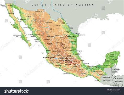 Printable Blank Physical Map Of Mexico