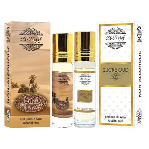 Al Najaf 8 ml Roll on Attar | Oud Shanaya | Sucre Oud | Combo of 2 ...