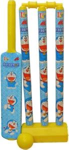 Doraemon Senior Plastic Cricket Set With Bat, Ball, 3 Wickets, 1 base ...