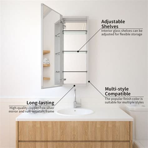 TaiMei MCA 15-in x 36-in Surface/Recessed Mount Silver Satin Mirrored ...