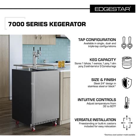 EdgeStar KC7000BBL 24 Inch Wide Kegerator for Full Size Kegs with ...