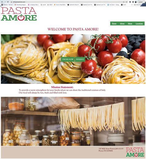 PASTA AMORE website design – Ksenia Kostelnyy