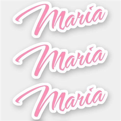Maria Decorative Name in Pink x3 Sticker | Zazzle | Name in cursive ...