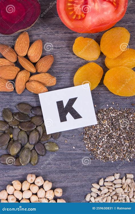 Various Ingredients As Source Natural Minerals, Potassium, Vitamin K ...