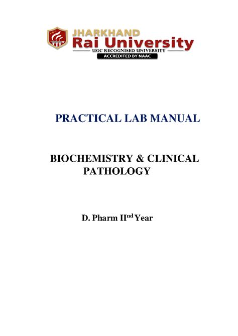 Biochemistry & Clinical Pathology - PRACTICAL LAB MANUAL BIOCHEMISTRY ...