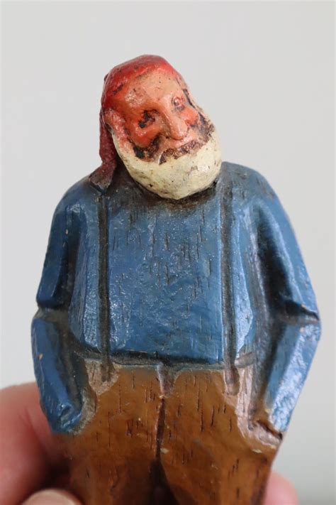 Vintage Folk Art Old Man Resin Figurine 6" Primitive Hand Carved Look ...