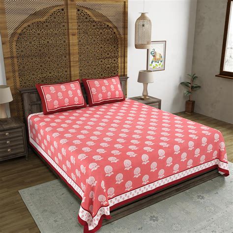 BLOCKS OF INDIA Hand Block Printed Cotton Super King Size Bedsheet(270 ...