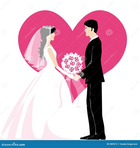 Bride and bridegroom stock illustration. Illustration of flowers - 589572