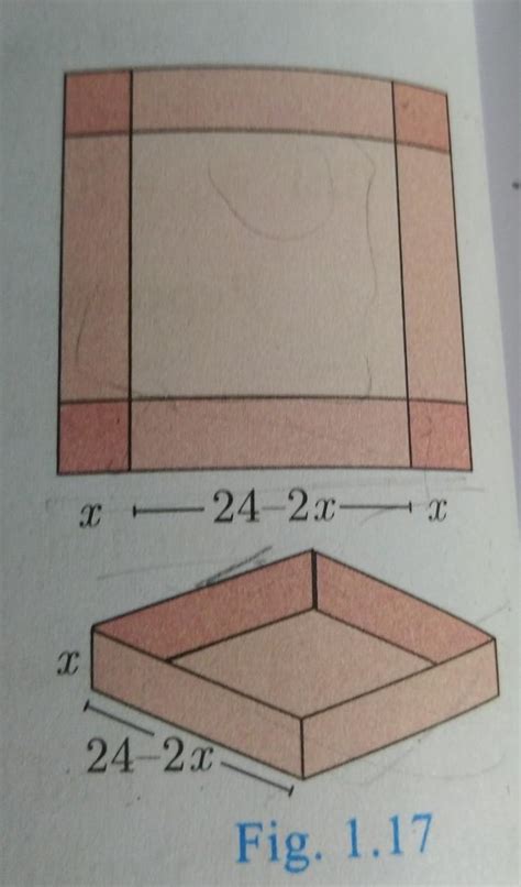 7. An open box is to be made from a square piece of material, 24 cm on ...