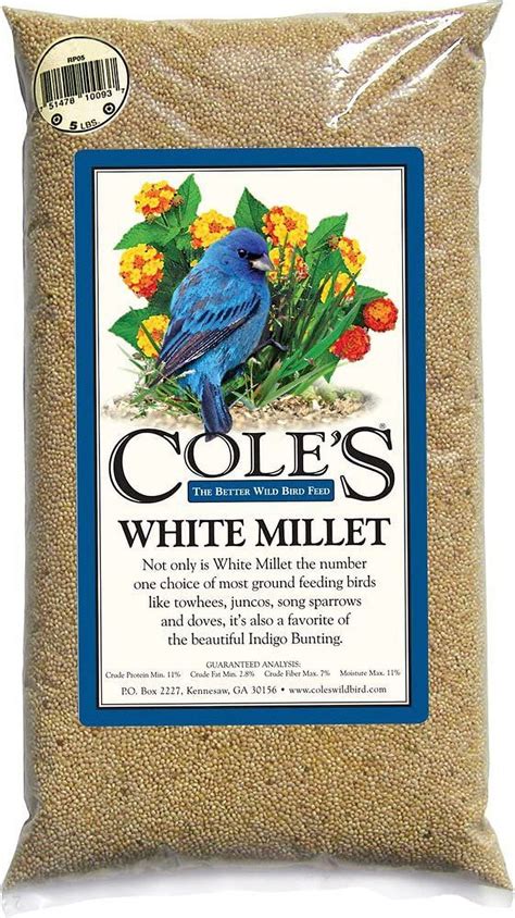 Cole's Wild Bird Products White Millet Bird Seed - For Ground Feeding Songbirds - 10-Pound ...