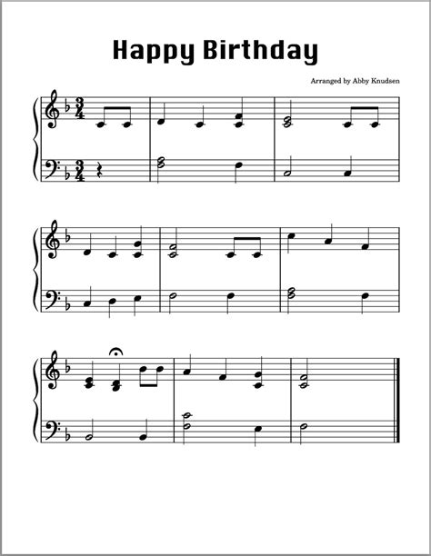 Happy Birthday | EASY Piano Sheet Music - Printable PDF - Etsy