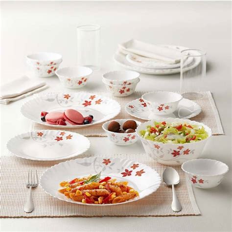 Larah by Borosil Pack of 13 Opalware Rosalie Dinner Set Price in India ...