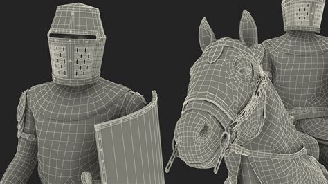 3D model Crusader Horse Armor Dirty with Rider in the Saddle Fur | 3D ...