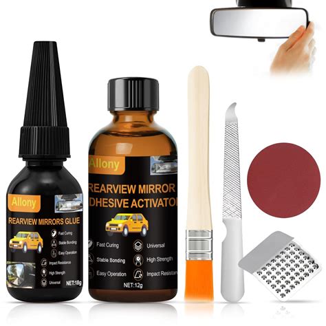 ALLONY Glass Glue - Strong Clear Rear View Mirror Adhesive, Suitable ...