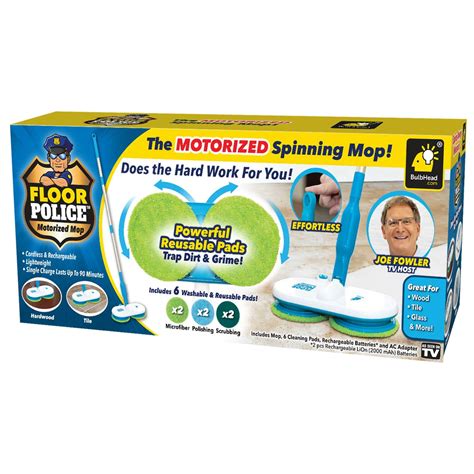 BulbHead Floor Police Motorized Spinning Mop, Cordless, Lightweight ...