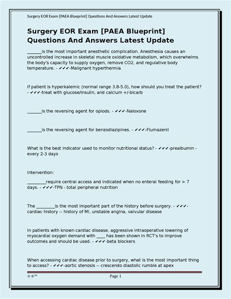 Surgery EOR Exam [PAEA Blueprint] Questions And Answers Latest Update ...