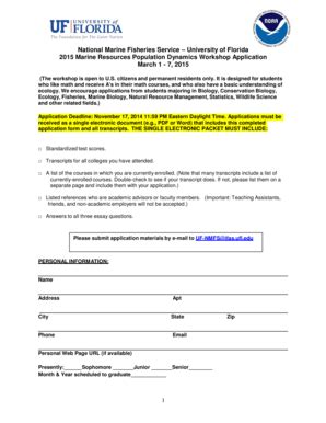 Fillable Online sfrc ufl National Marine Fisheries Service University ...