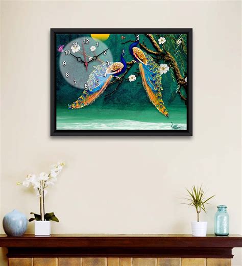 Peacock Printed Analog MDF Modern Wall Clock – Decors Mantra