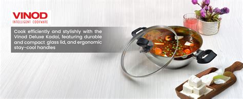 Vinod Stainless Steel Deluxe Kadhai with Glass Lid - 1.5 Litre, 20cm ...