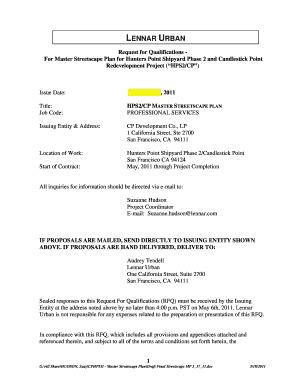 Fillable Online mission sfgov Request for Qualifications For Master ...