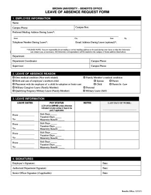 Printable Leave Of Absence Form 2020-2026 - Fill and Sign Printable ...