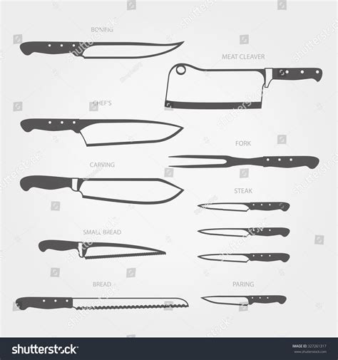 Vector Clip Art Types Kitchen Knives Stock Vector (Royalty Free) 327261317