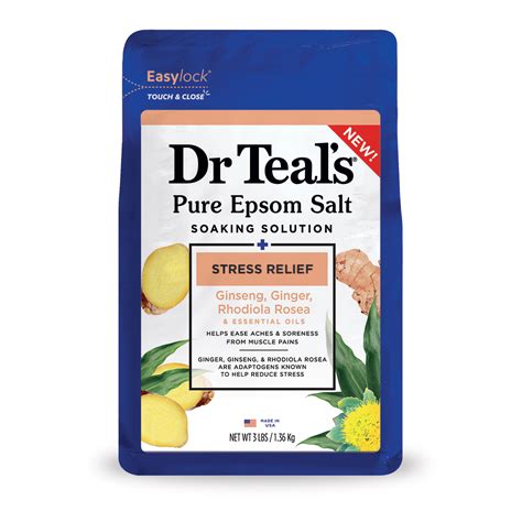 Dr Teal's Pure Epsom Salt Soak, Stress Relief with Adaptogens ...