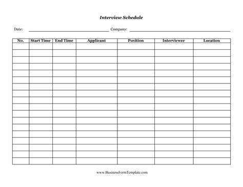 Interview Schedule Template 的图像结果
