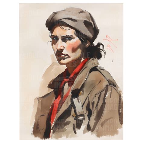 Portrait painting of a female WW2 French Resistance fighter ...