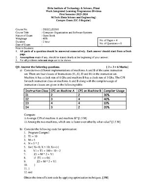 [Solved] BITS PILANI sample question papers for Closed Book Mid ...