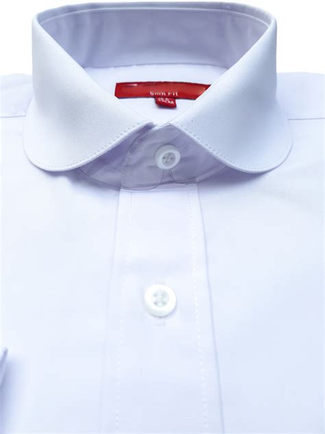 Colin Ross Men's White Penny Round Collar Double Cuff Shirt - MENSWEARR.COM