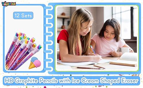 Toyshine 12 Sets HB Graphite Rubber Tipped Pencils with Ice Cream ...