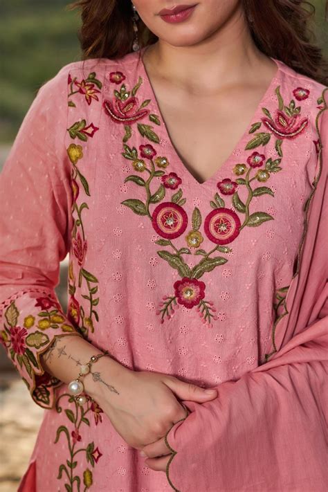 Cotton shifali with full thread work three piece set (B917) – Attire By ...