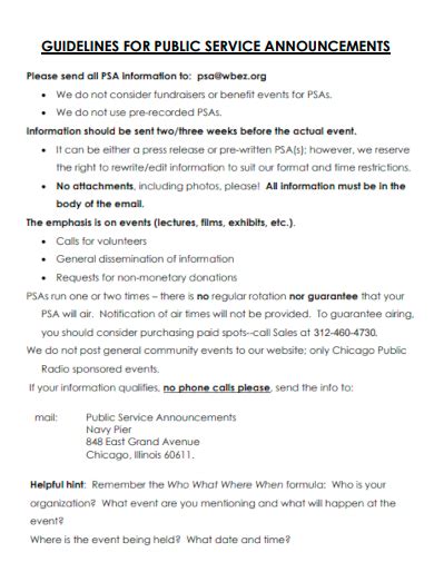 Image result for PSA Announcement Examples