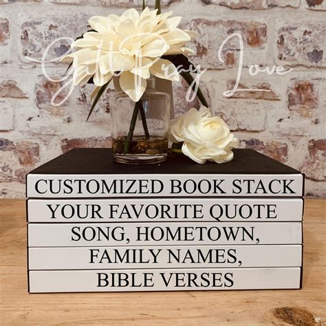 Custom Coffee Table Book Stack, Personalized Book Stack With Quotes - Etsy
