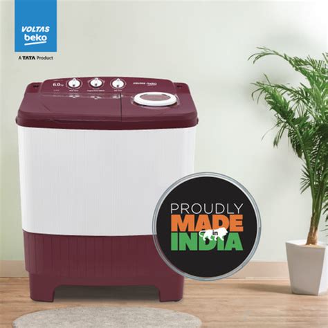 Voltas Beko 6 kg Semi Automatic Top Load Washing Machine Maroon, White ...