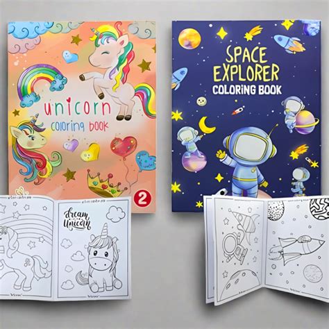 Space & Unicorn Theme Coloring Book For kids – Giftoo