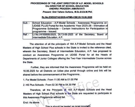 School Education - A.P.Model Schools - Awareness Programme on UDISE ...