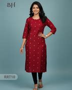 Designer Raw Silk Straight Cut Top in Old Brick | Cut Work Neck | Full ...