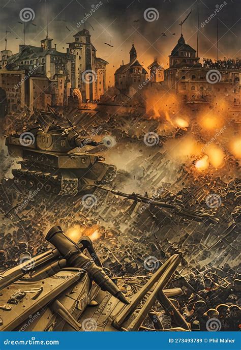 World War II Ca 1939. Fictional Battle Depiction. Generative AI Stock Illustration ...