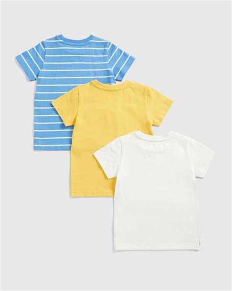 Buy Mothercare Boys Half Sleeve Round Neck Tee -Pack of 3-Cream Online ...