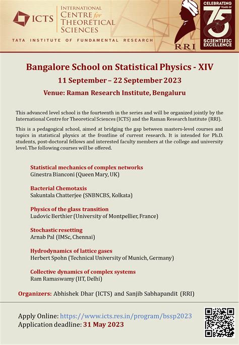 Bangalore School on Statistical Physics - XIV | ICTS
