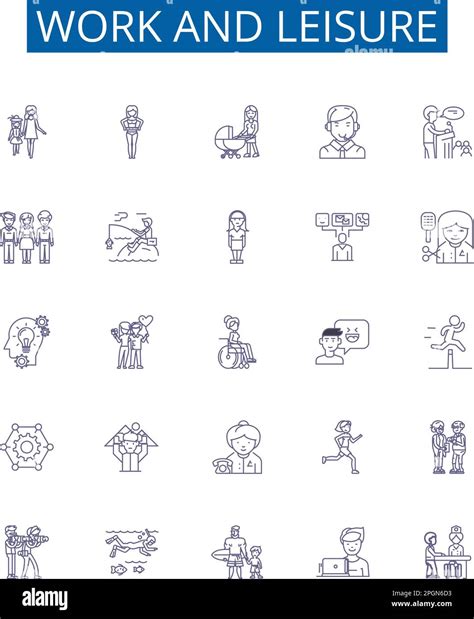 Work and leisure line icons signs set. Design collection of Work ...
